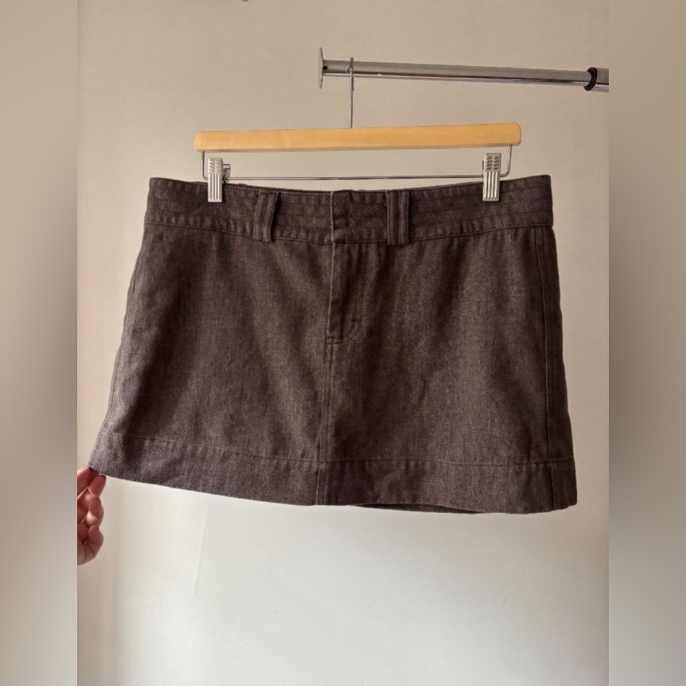 1990s Brown Hemp Mini Skirt | Medium